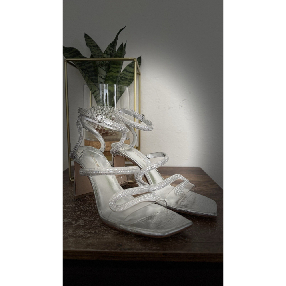 Antonio Melani Women's Silver Strappy Heels Sandals Size 8.5, Gray - Picture 3 of 6